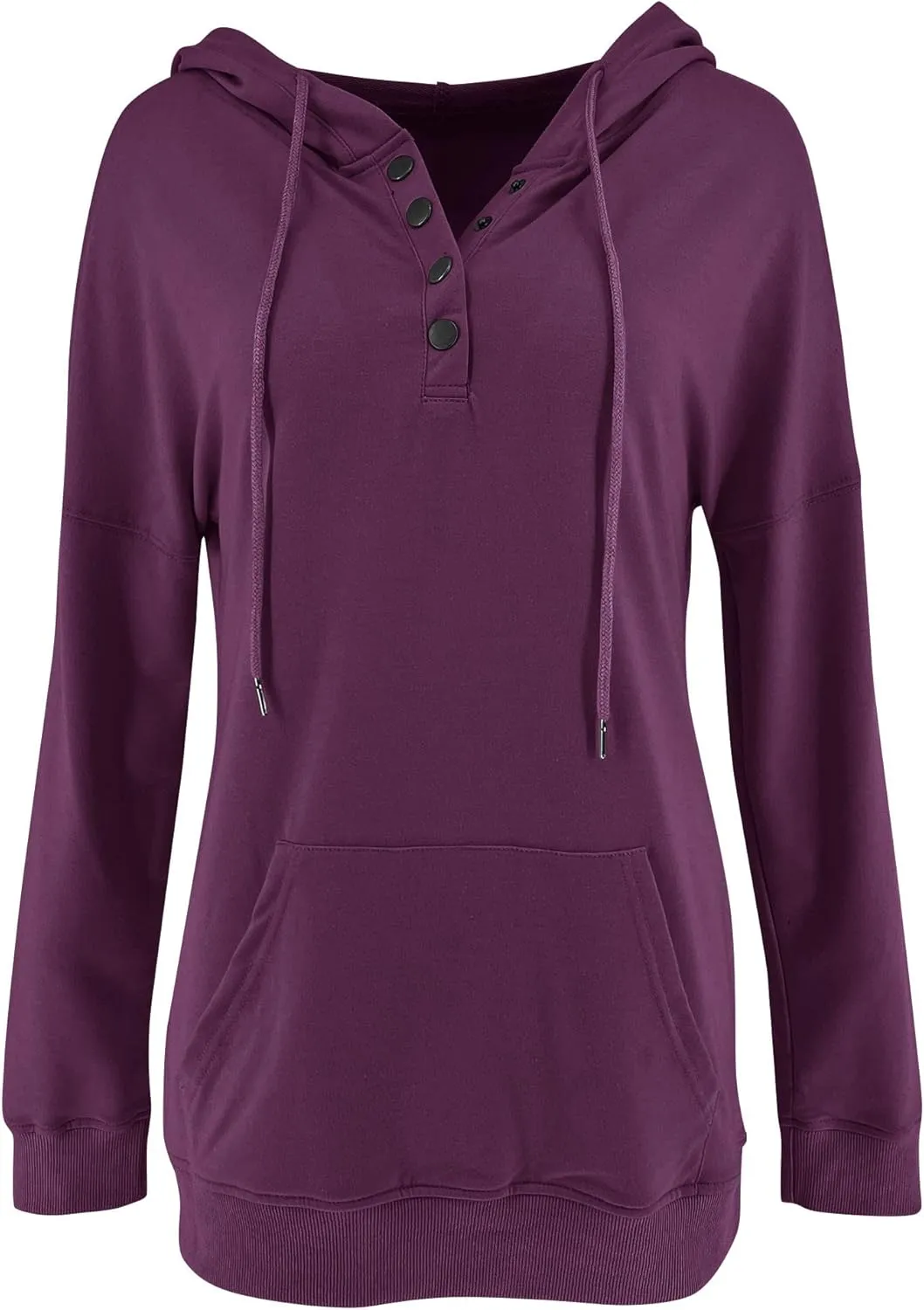 Vivitulip Women's Pullover Hoodies Tops Casual Button Down Long Sleeve Sweatshirts With Pocket