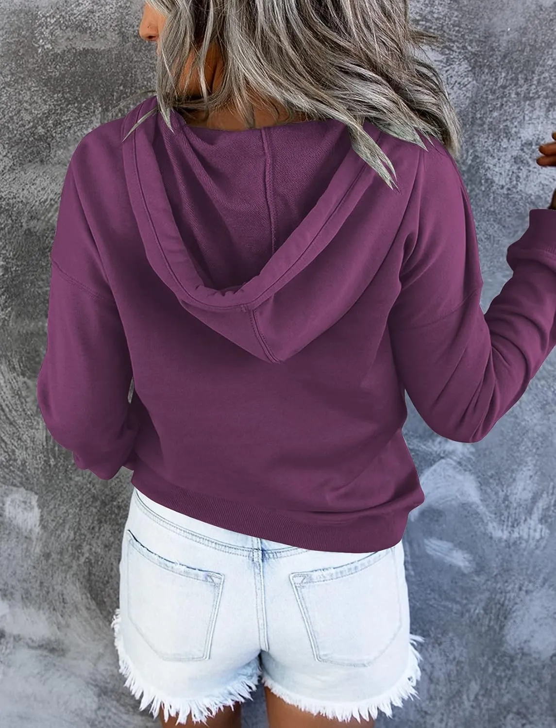 Vivitulip Women's Pullover Hoodies Tops Casual Button Down Long Sleeve Sweatshirts With Pocket