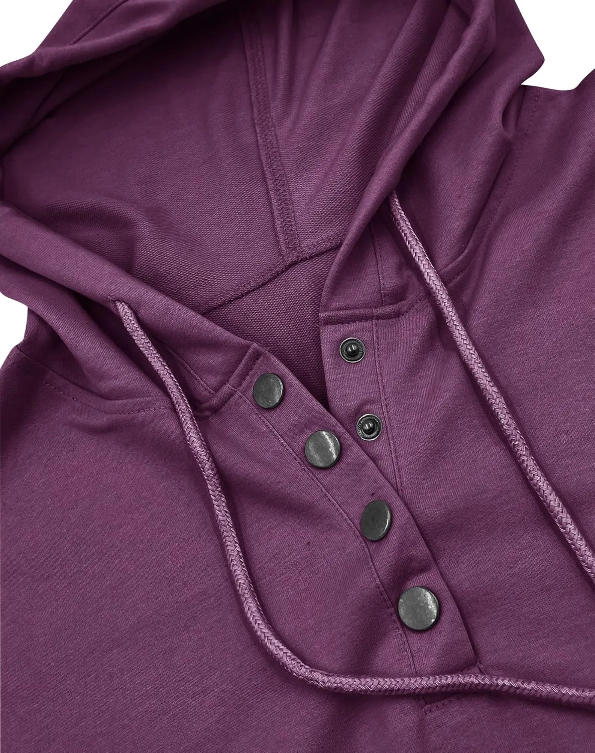 Vivitulip Women's Pullover Hoodies Tops Casual Button Down Long Sleeve Sweatshirts With Pocket