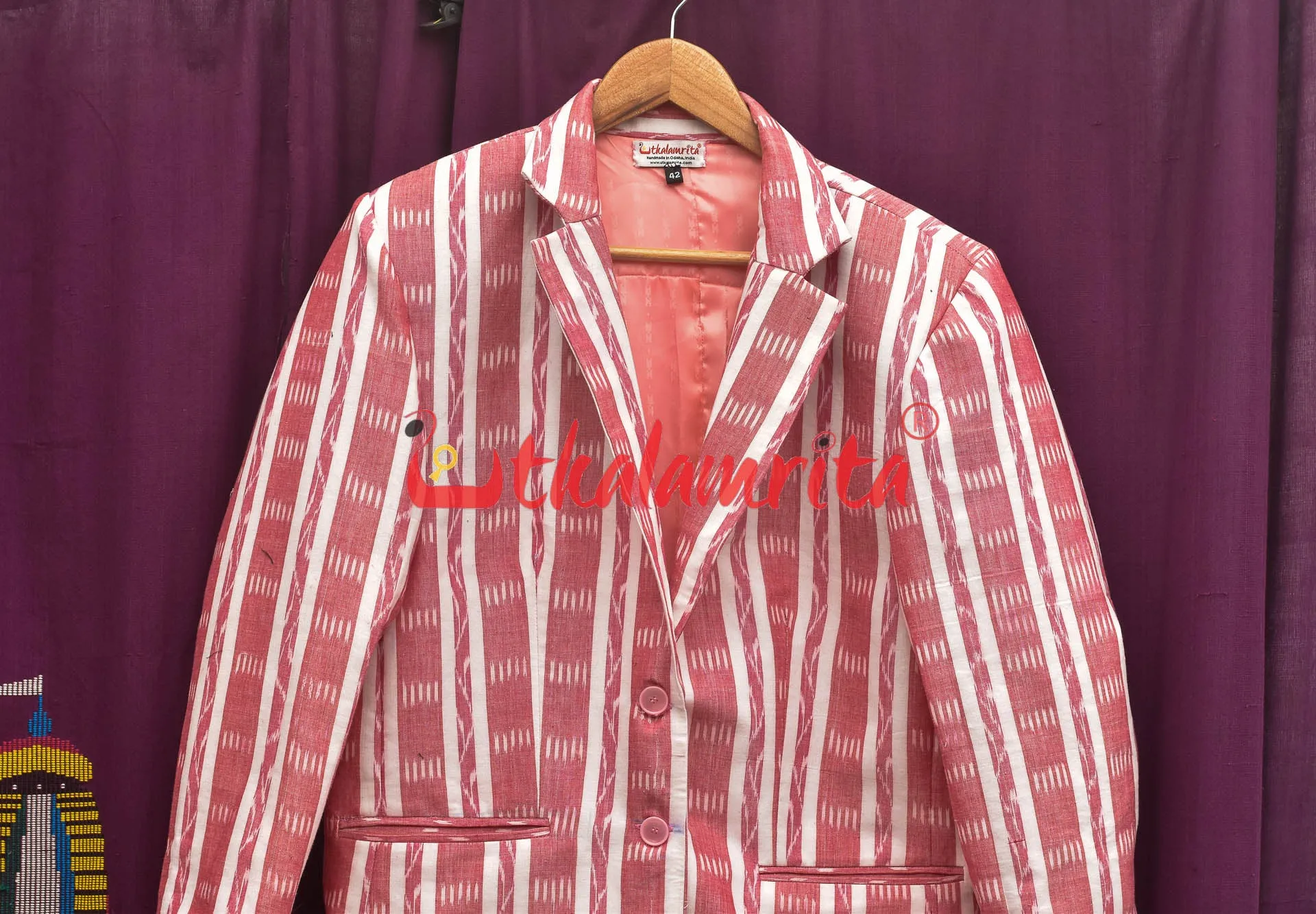 White Red Lines And Lata (Ladies' Blazer)