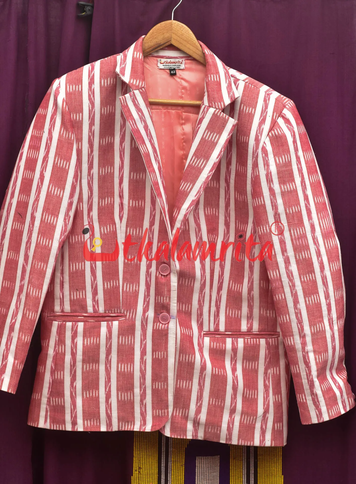 White Red Lines And Lata (Ladies' Blazer)