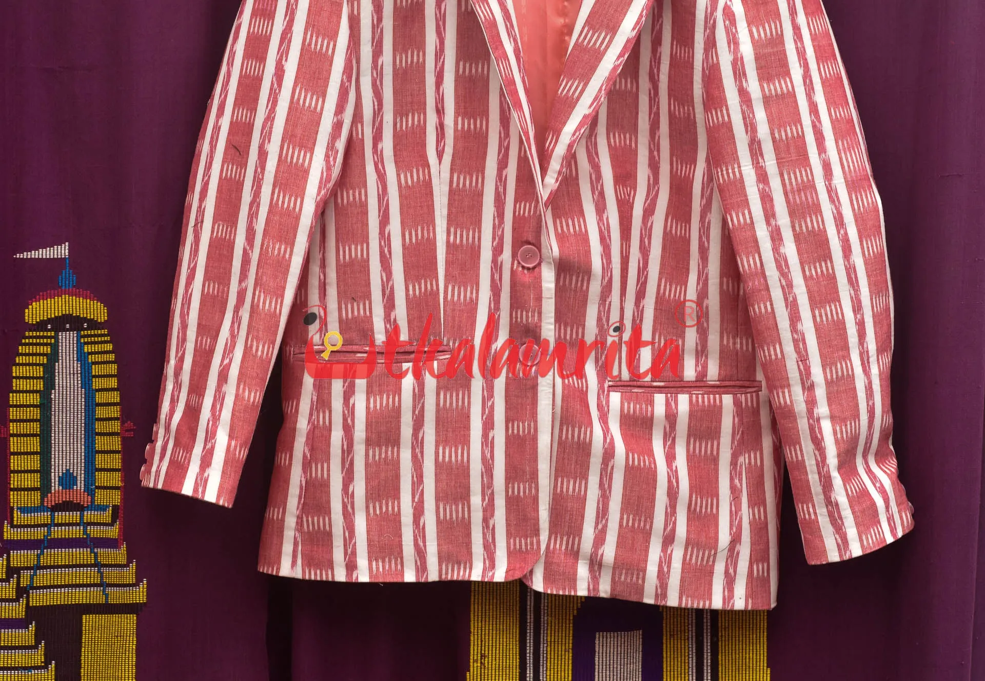 White Red Lines And Lata (Ladies' Blazer)