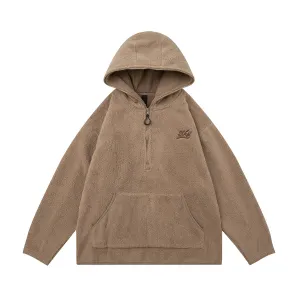 Wiaofellas Front Pocket Half Zipper Hooded Hoodies for Men and Women Letter Embroidery Ropa Hombre Y2k Baggy Sudaderas Sweatshirts Oversize