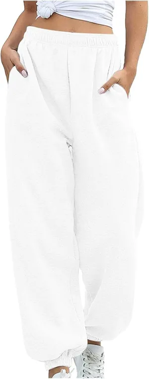 Women Cotton Linen Summer Casual Palazzo Pants Elastic Waisted Stretchy Straight Plus Size Palazzo Lounge