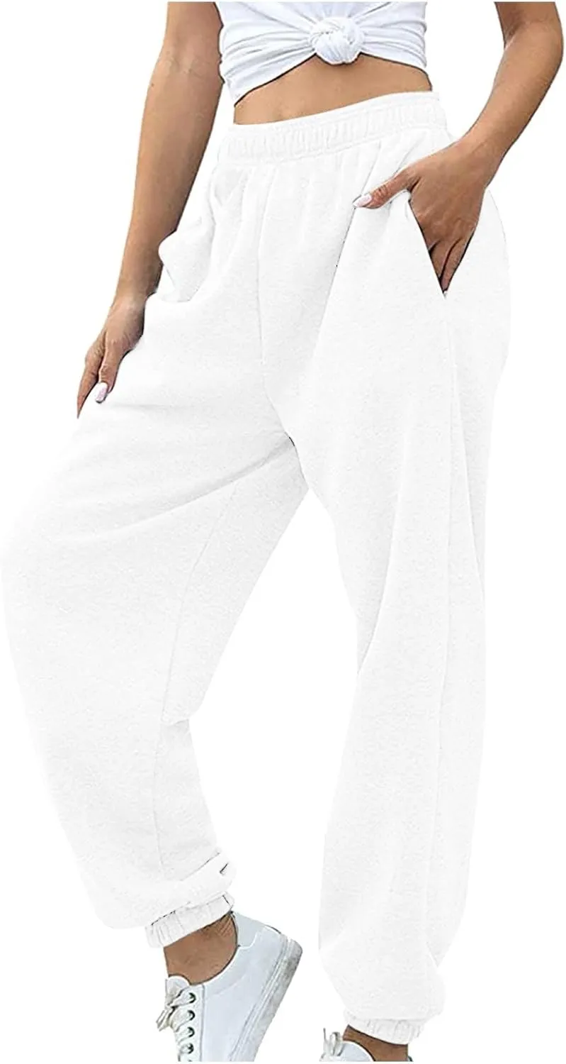 Women Cotton Linen Summer Casual Palazzo Pants Elastic Waisted Stretchy Straight Plus Size Palazzo Lounge