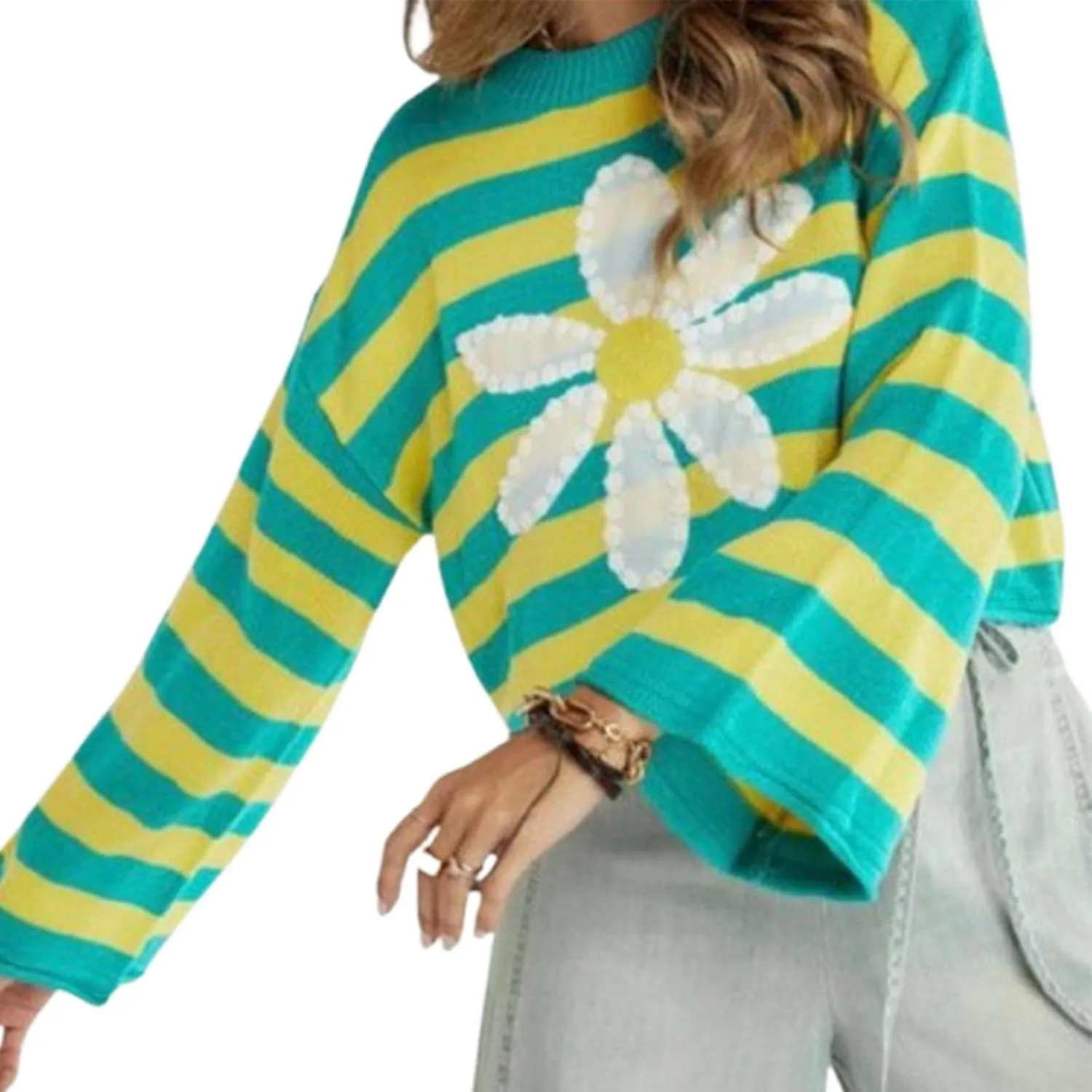 Women Floral Oversized Sweatshirts Long Sleeve Crewneck Graphic Print Hoodies Pullover Tops Y2k Fall Fashion