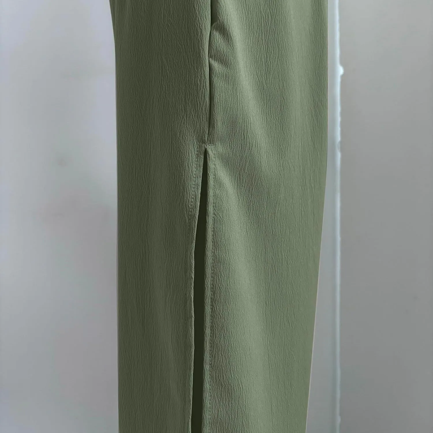 Women High Waist Button Wide Leg Pants with Pocket Split Trousers Solid Colour Vintage Fashion Boho Casual Pant