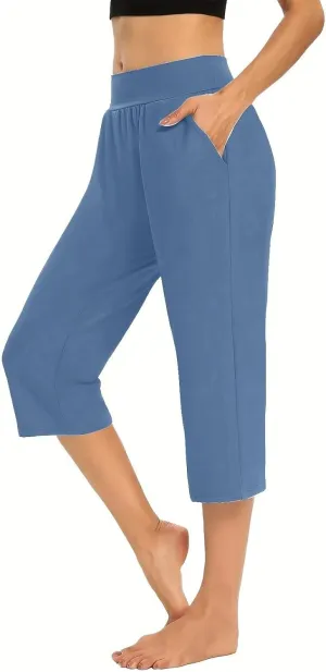 Women Linen Summer Baggy Palazzo Pants Elastic Waist Baggy Stretchy Slim-Fit Pant Trousers Work Business