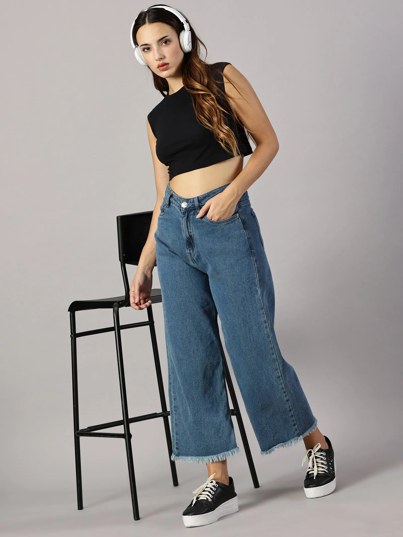 Women Solid Casual Crop Tops Sleeveless
