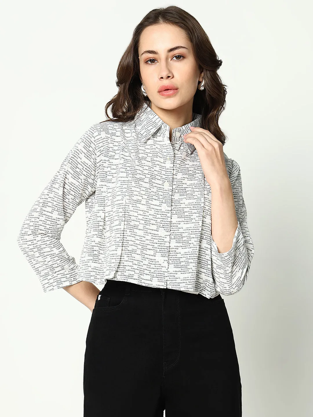 Women White Comfort Boxy Printed Casual Shirt
