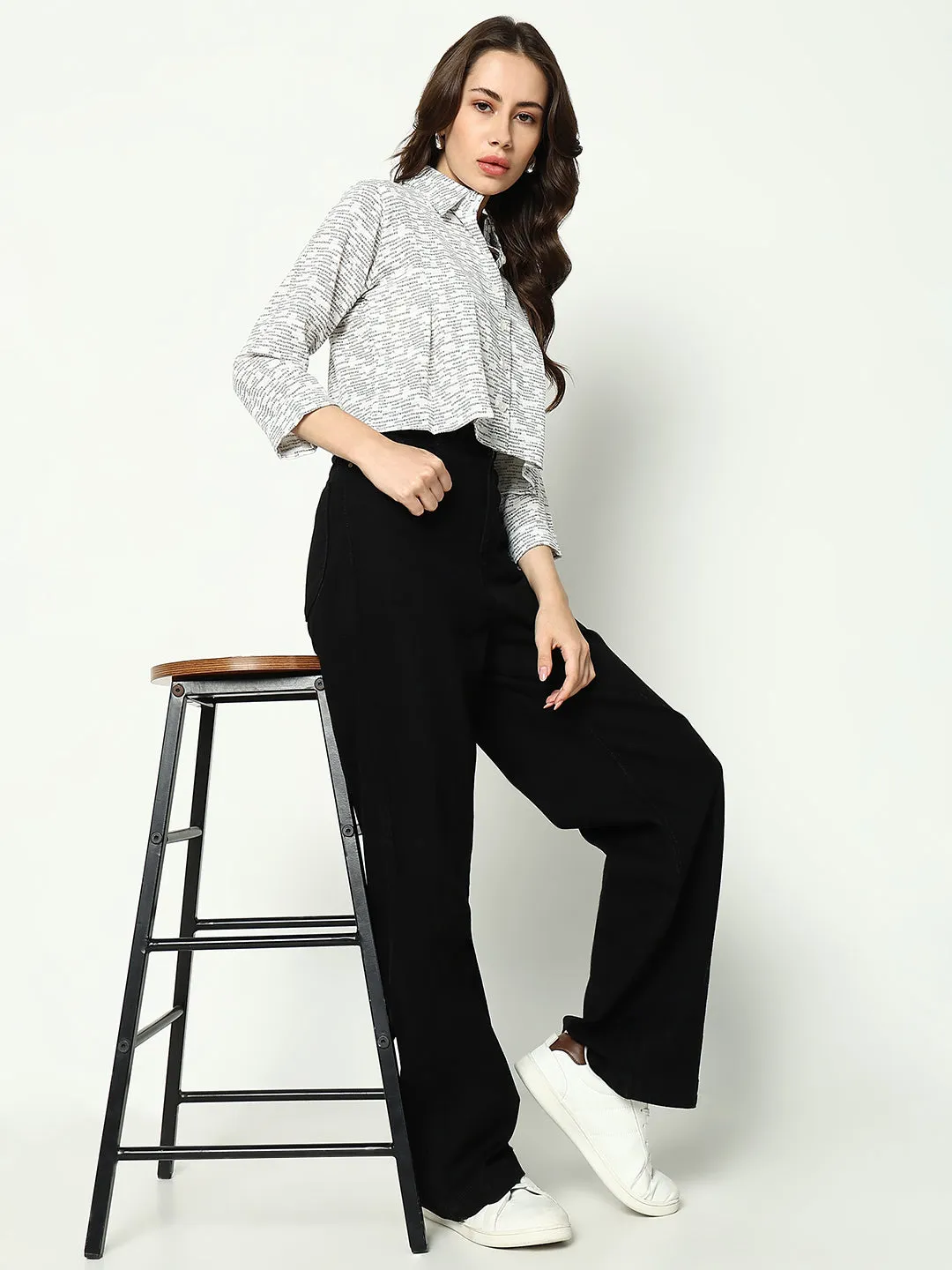 Women White Comfort Boxy Printed Casual Shirt