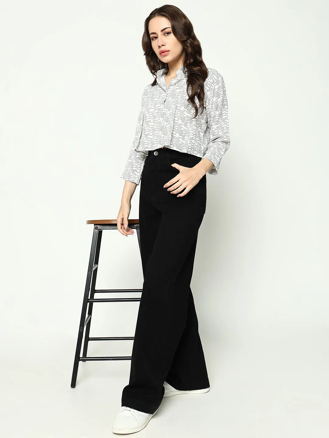 Women White Comfort Boxy Printed Casual Shirt