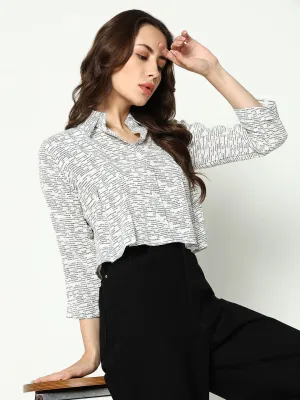 Women White Comfort Boxy Printed Casual Shirt