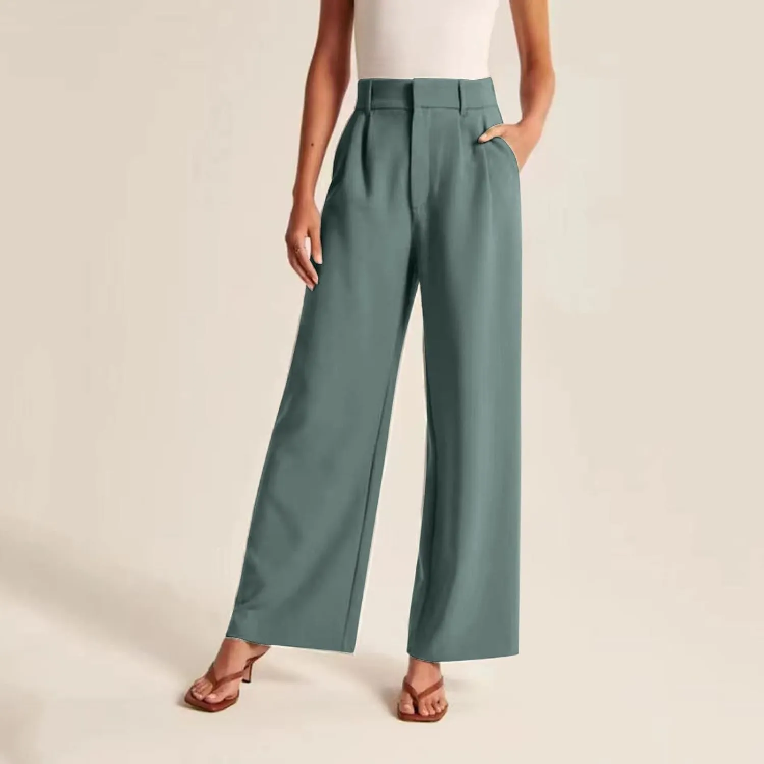 Womens Cotton Linen Summer Cropped Pants Low Waist Baggy Stretchy Slim Fit Trousers Travel