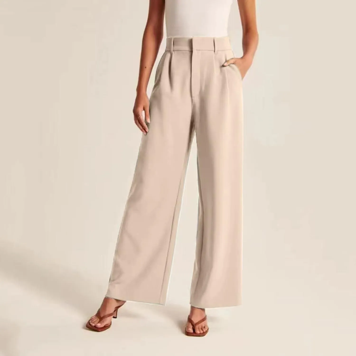Womens Cotton Linen Summer Cropped Pants Low Waist Baggy Stretchy Slim Fit Trousers Travel