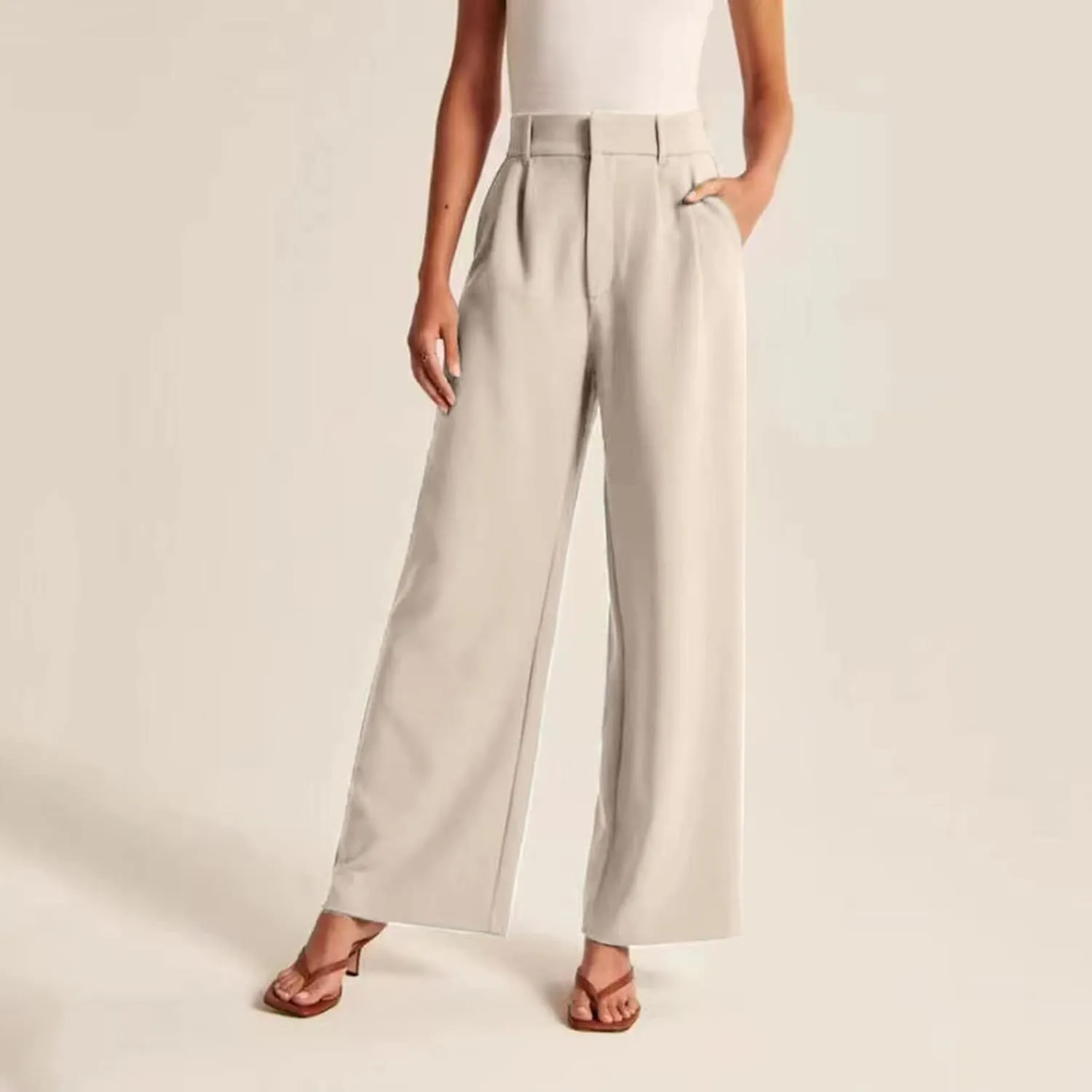 Womens Cotton Linen Summer Cropped Pants Low Waist Baggy Stretchy Slim Fit Trousers Travel