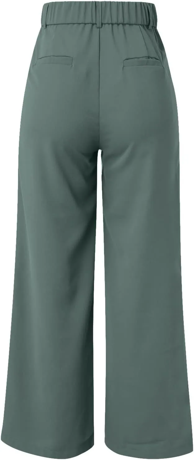 Womens Cotton Linen Summer Cropped Pants Low Waist Baggy Stretchy Slim Fit Trousers Travel
