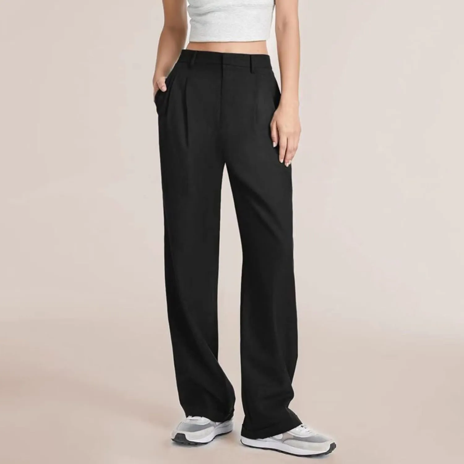 Womens Cotton Linen Summer Cropped Pants Low Waist Baggy Stretchy Slim Fit Trousers Travel