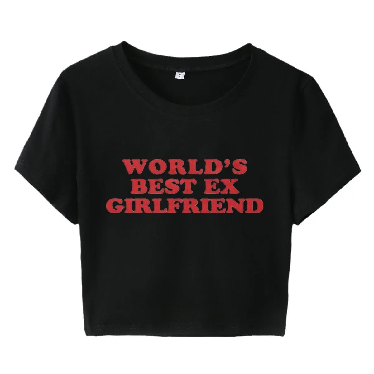 Women’s Crop Top T-Shirt - Letter Print Slim