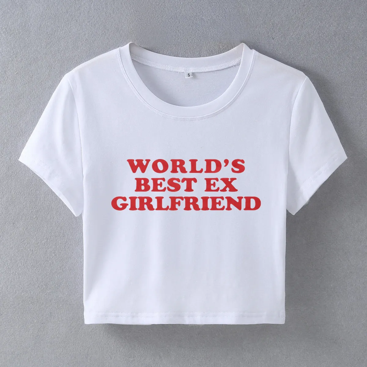 Women’s Crop Top T-Shirt - Letter Print Slim