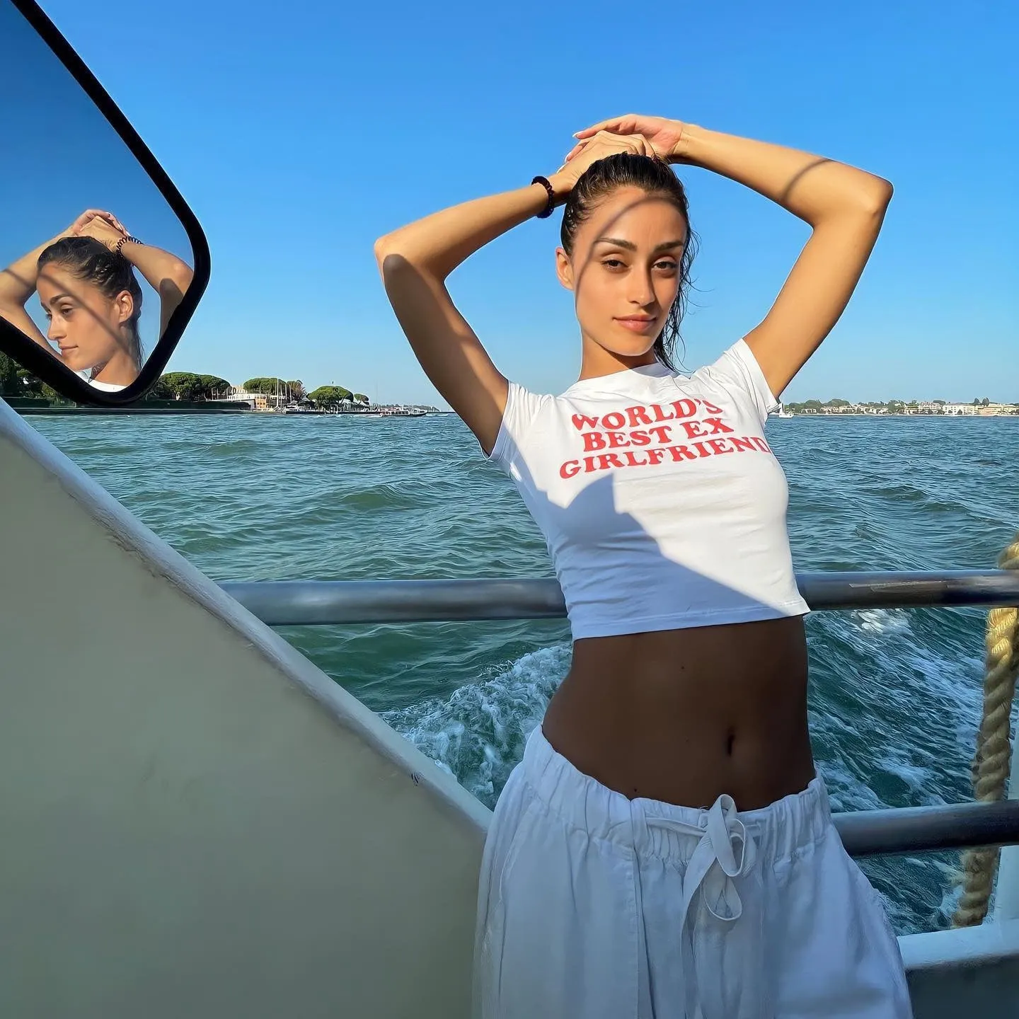 Women’s Crop Top T-Shirt - Letter Print Slim