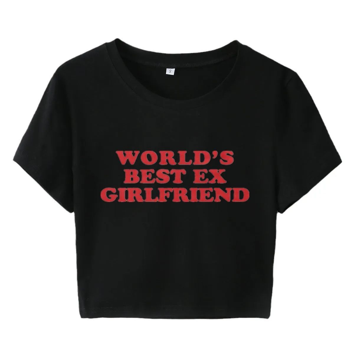Women’s Crop Top T-Shirt - Letter Print Slim
