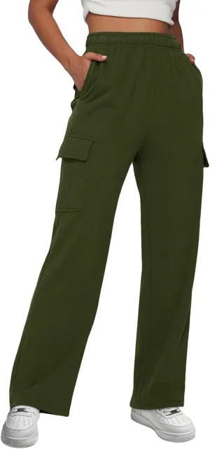 Women's Linen Blend Summer Casual Loose Pants Elastic Waisted Baggy Stretchy Loose Fit Trouser Trendy