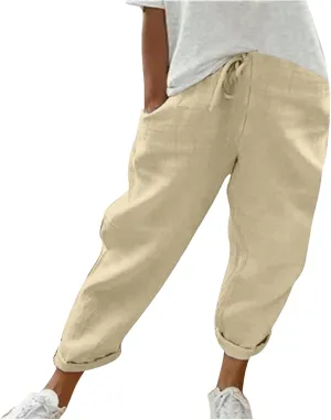 Womens Linen Summer Letter Patched Palazzo Pants Low Waist Stretchy Straight Slim Fit Palazzo Pants Office
