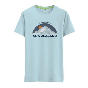 Womens New Zealand T Shirt - Embroidered Mountain