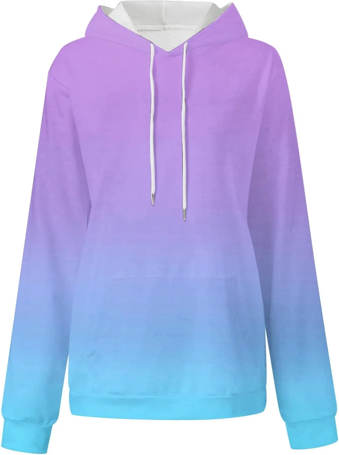 Women's Oversized Gradient Hooded Sweatshirts Loose Long Sleeve Hoodie Fleece Pullover Tops with Pocket