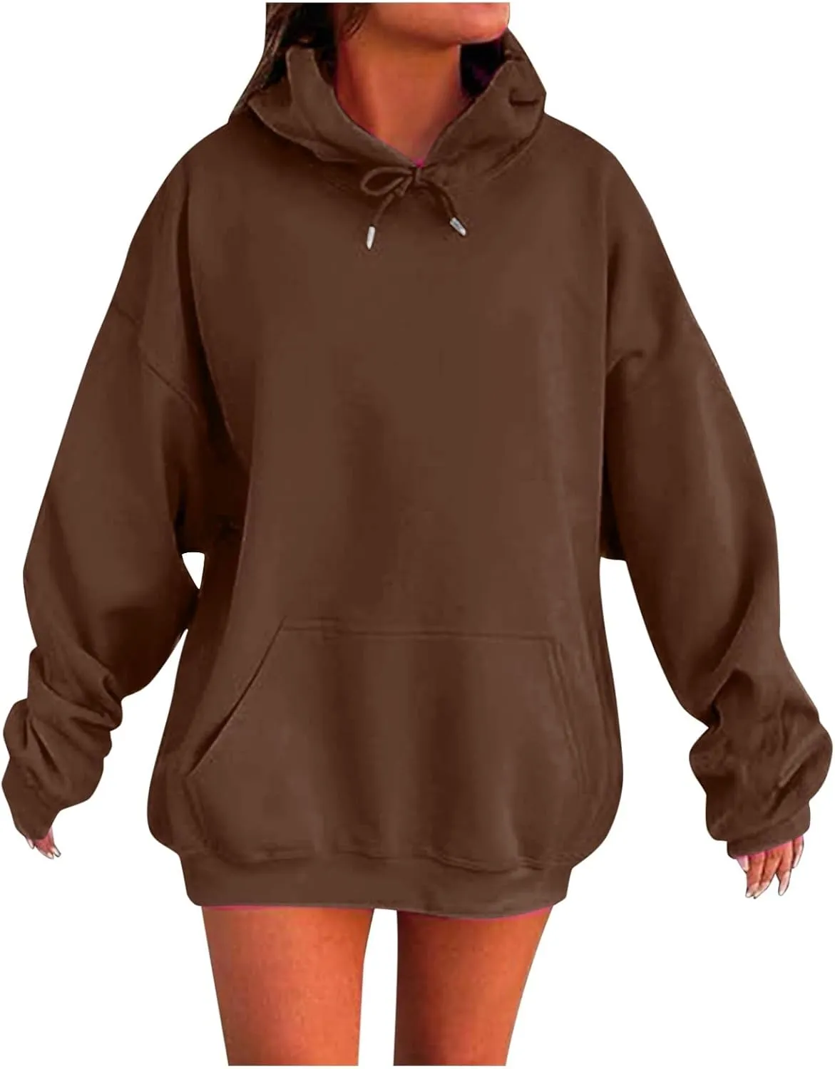 Womens Oversized Hoodies Fleece Sweatshirt Long Sleeve Drawstring Loose Pullover Fashion Top Cute Trendy Outfits with Pocket