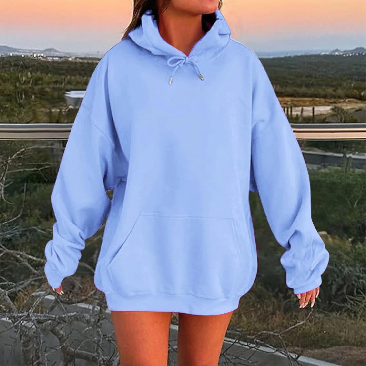 Womens Oversized Hoodies Fleece Sweatshirt Long Sleeve Drawstring Loose Pullover Fashion Top Cute Trendy Outfits with Pocket