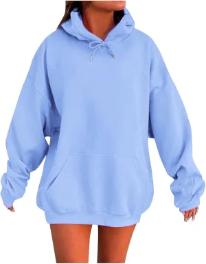 Womens Oversized Hoodies Fleece Sweatshirt Long Sleeve Drawstring Loose Pullover Fashion Top Cute Trendy Outfits with Pocket