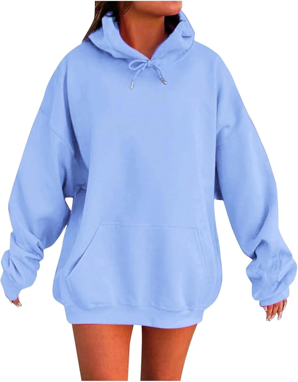 Womens Oversized Hoodies Fleece Sweatshirt Long Sleeve Drawstring Loose Pullover Fashion Top Cute Trendy Outfits with Pocket
