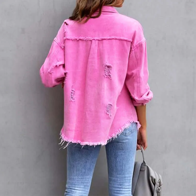 Women's Stylish Ripped Blossom Jacket