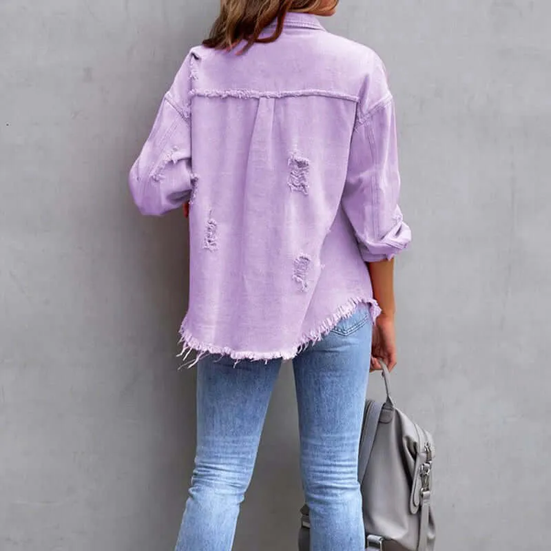 Women's Stylish Ripped Blossom Jacket