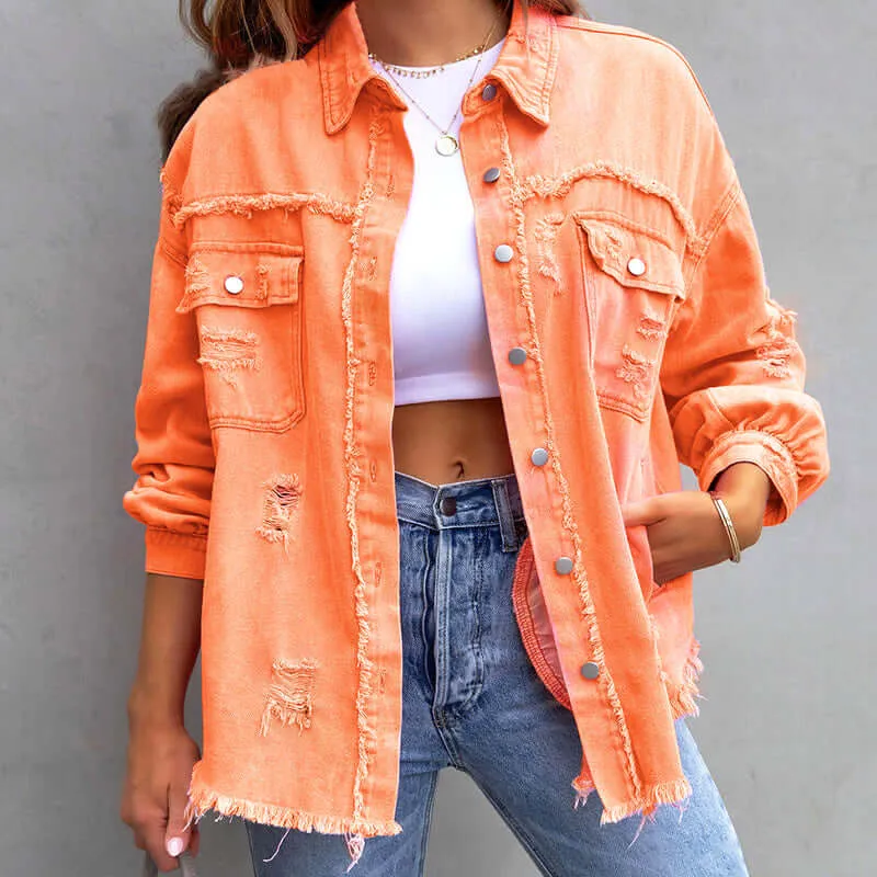 Women's Stylish Ripped Blossom Jacket