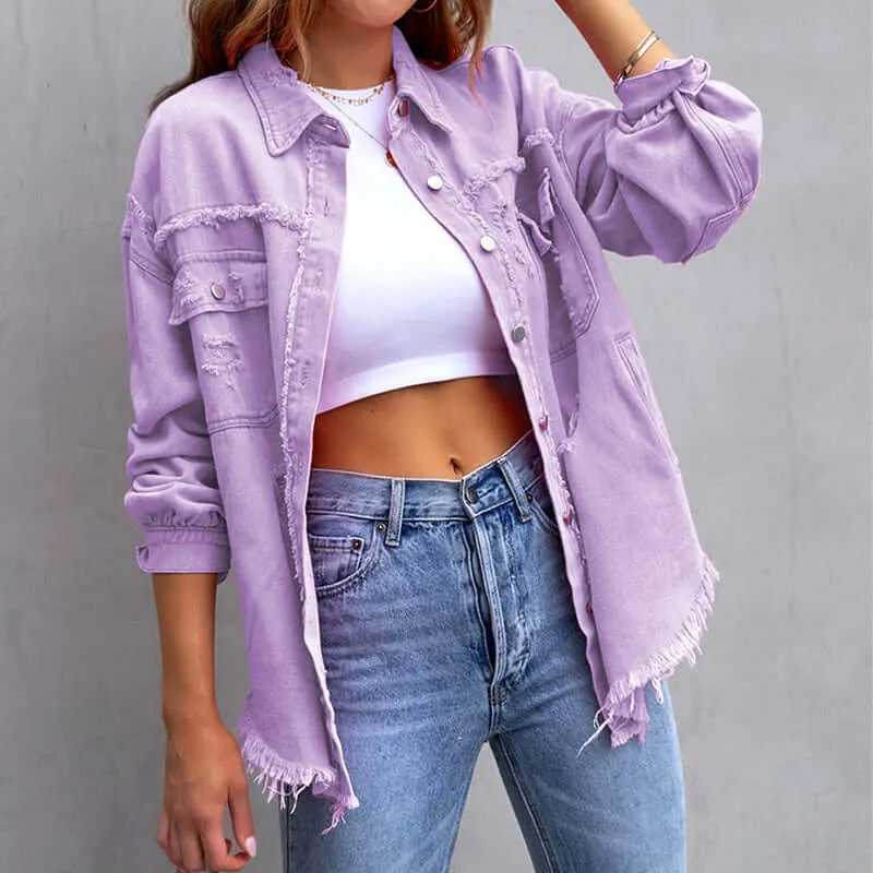 Women's Stylish Ripped Blossom Jacket