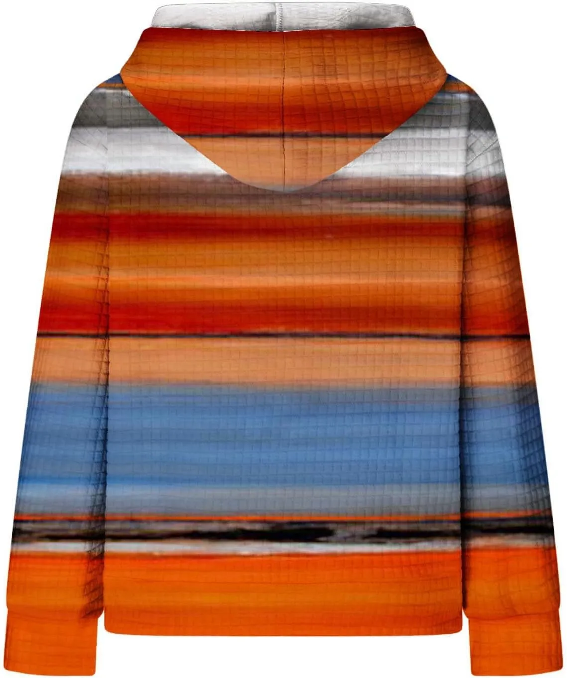 Womens Waffle Knit Hoodie Oversized Fashion Multicolored Sweatshirt Casual Drawstring Pullover Tops with Pockets